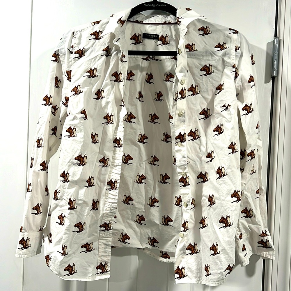 Talbot’s Petite Horse Button-up Shirt
